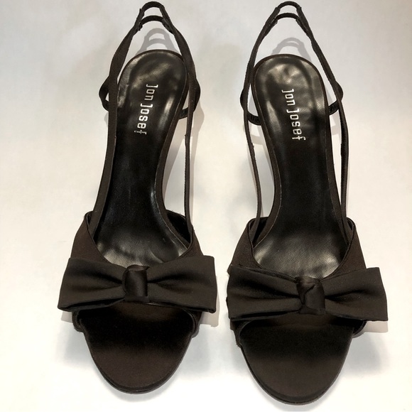 Jon Josef Brown Satin Slingback Pumps with Bow, size 10B. - Picture 3 of 12